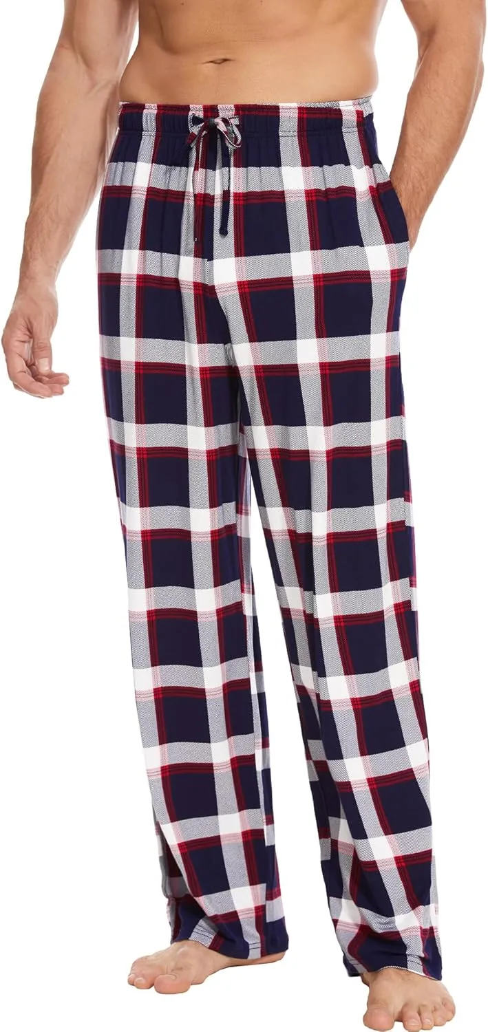 Mens Pajama Pants - Viscose Made from Bamboo, Soft Sleep Pants Comfy Drawstring Lounge Bottom with Pockets Sweatpants