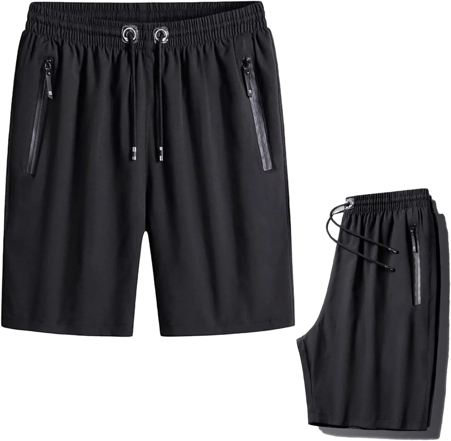Men's Plus Size Ice Silk Stretch Shorts, Male Quick Dry Lightweight Gym Ice Silk Shorts，Cool Breathable Quick Dry Zip
