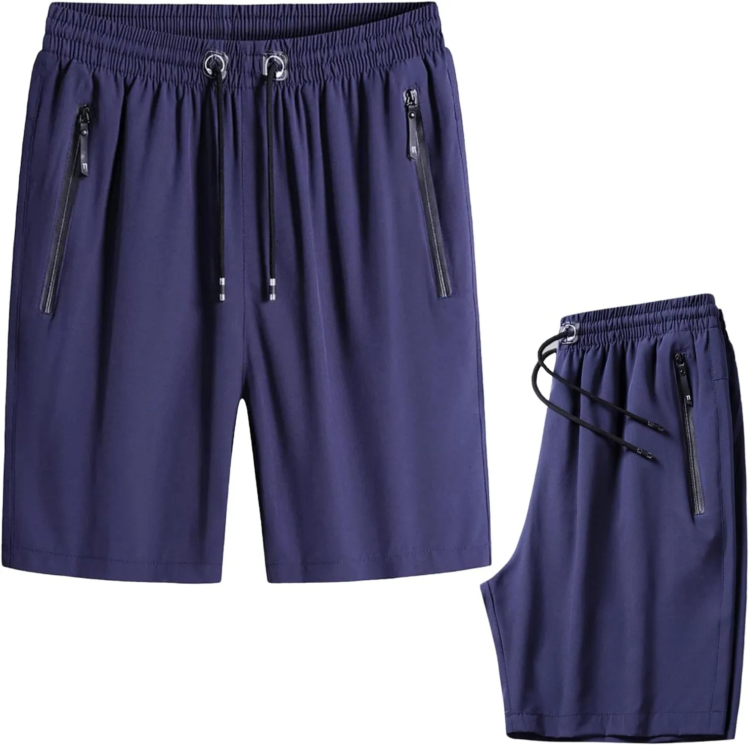 Men's Plus Size Ice Silk Stretch Shorts, Male Quick Dry Lightweight Gym Ice Silk Shorts，Cool Breathable Quick Dry Zip