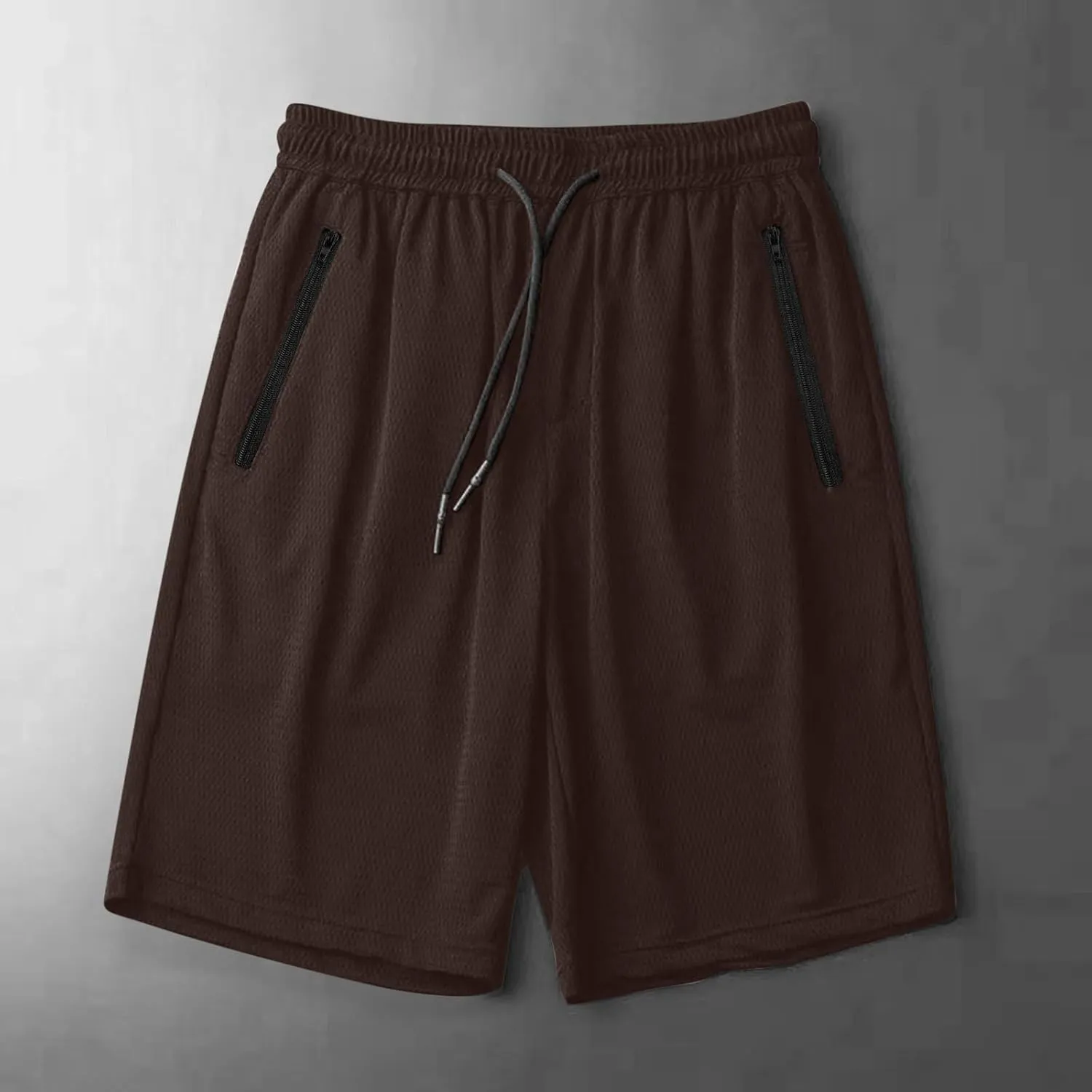 Mens Quick Dry Running Shorts with Zipper Pocket Drawstring Waist Summer Breathable Ice Silk Workout Short Pants