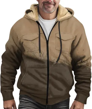 Mens Sherpa Lined Fleece Hoodies Jacket Heavyweight Winter Sweatshirt Plus Size Zip Up Thick Warm Pocket Hooded Coats