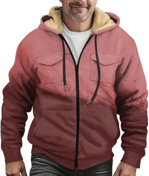 Mens Sherpa Lined Fleece Hoodies Jacket Heavyweight Winter Sweatshirt Plus Size Zip Up Thick Warm Pocket Hooded Coats