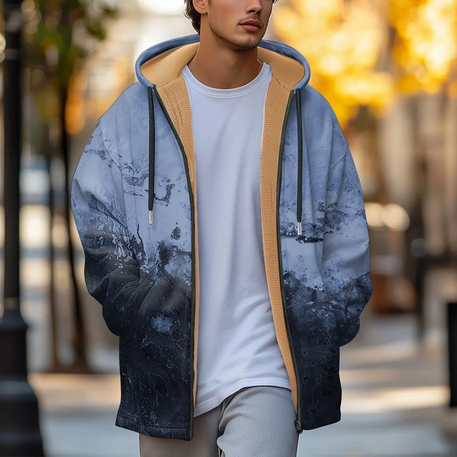 Mens Sherpa Lined Hoodie Full-Zip Heavyweight Fleece Sweatshirt Casual Winter Thermal Hooded