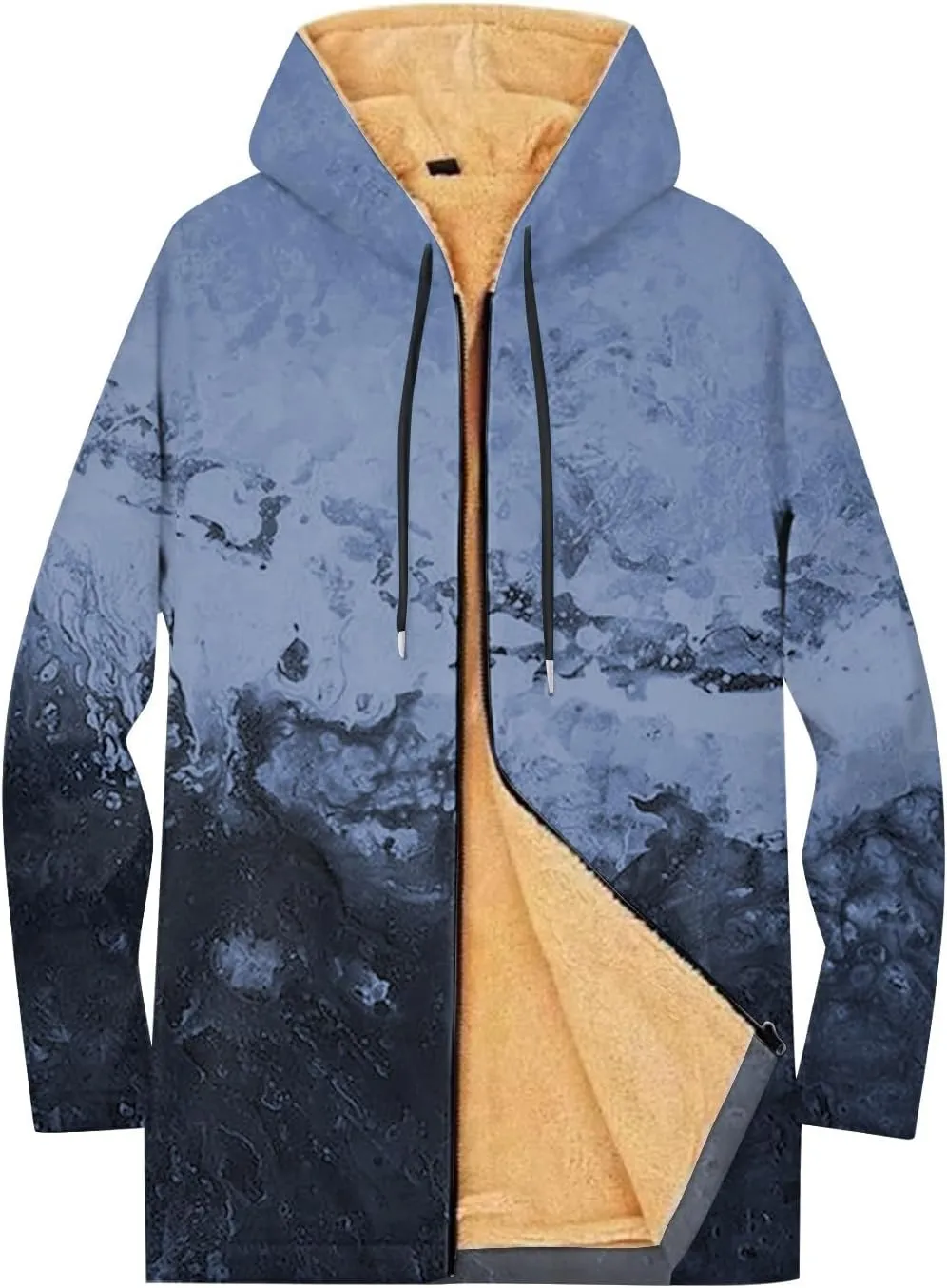 Mens Sherpa Lined Hoodie Full-Zip Heavyweight Fleece Sweatshirt Casual Winter Thermal Hooded