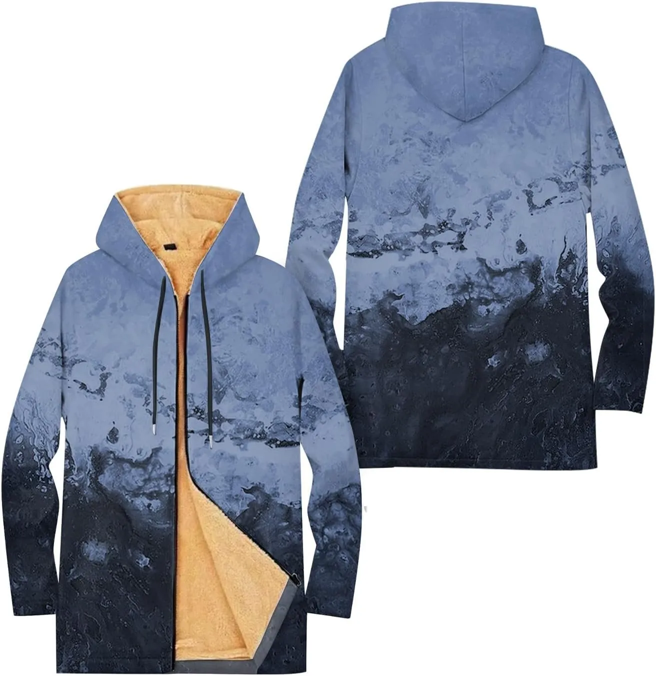 Mens Sherpa Lined Hoodie Full-Zip Heavyweight Fleece Sweatshirt Casual Winter Thermal Hooded