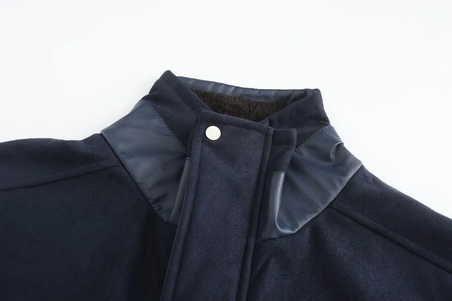 Men's Sherpa Lined Long Jacket Button Zip Up Faux Suede Leather Thermal Coat Warm Winter Sheepskin Fleece Lined Coats