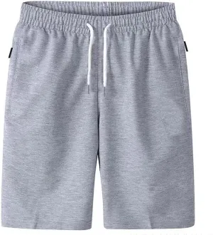 Mens Sweat Shorts Inseam Cotton Workout Gym Shorts Above Knee Elastic Waist Jogger Lounge Shorts with Pockets