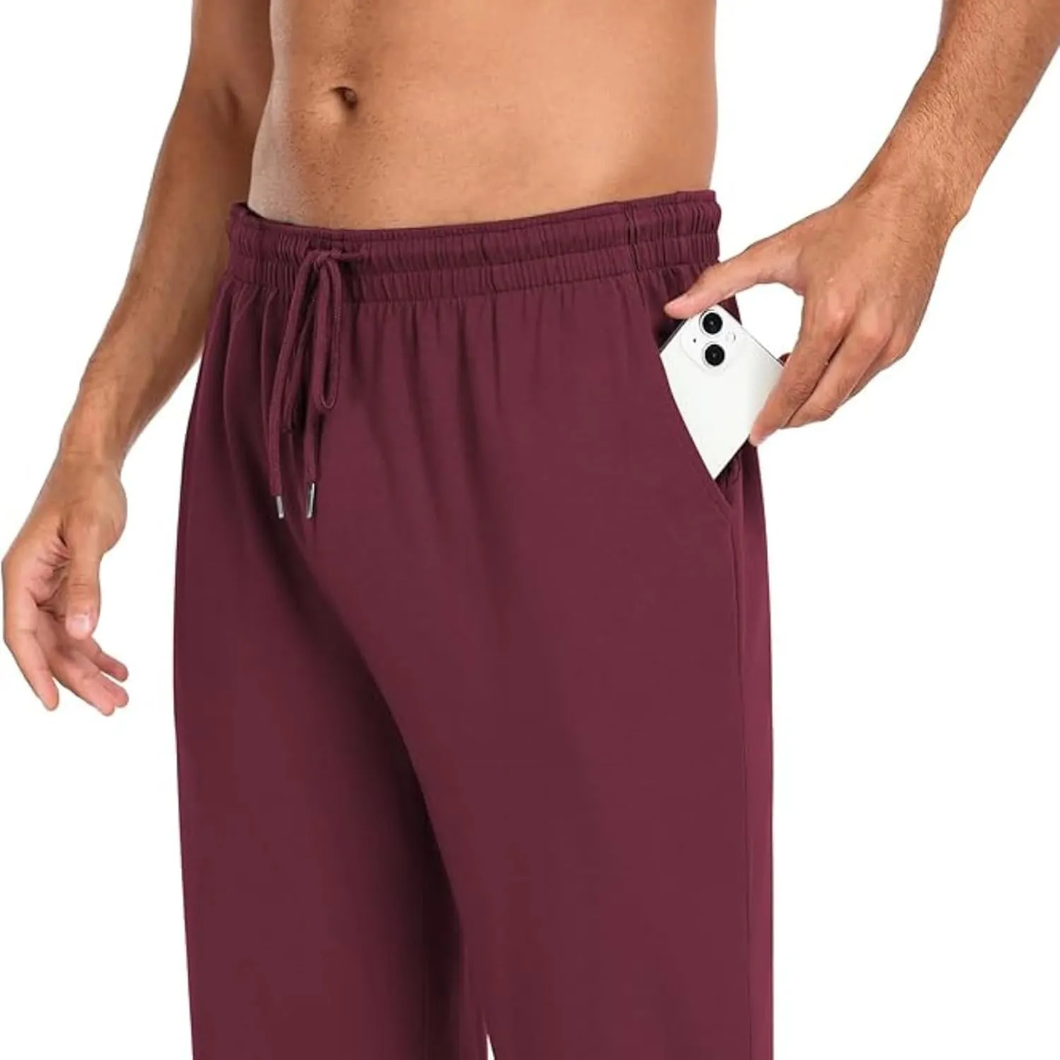 Mens Sweatpants Fleece Open Bottom Straight Leg Trousers Baggy Lounge Running Athletic Joggers Pants with Pockets