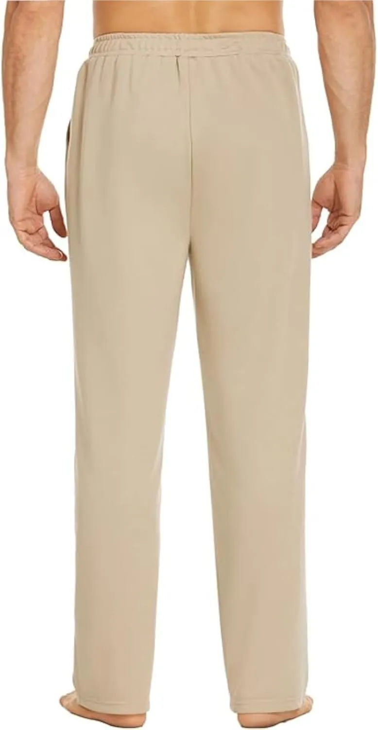 Mens Sweatpants Fleece Open Bottom Straight Leg Trousers Baggy Lounge Running Athletic Joggers Pants with Pockets