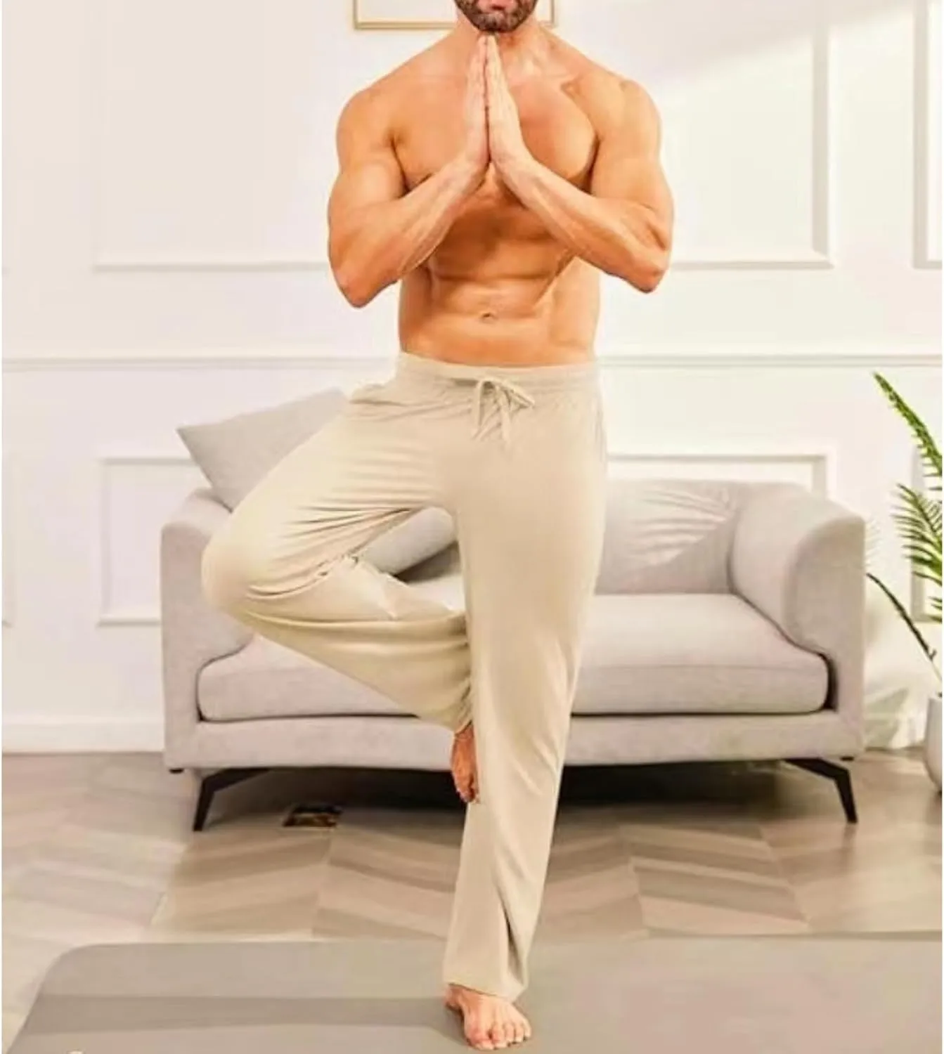 Mens Sweatpants Fleece Open Bottom Straight Leg Trousers Baggy Lounge Running Athletic Joggers Pants with Pockets