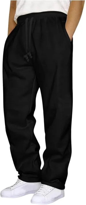 Mens Sweatpants with Pockets Wide Leg Sweatpants Workout Track Pants Big and Tall Joggers Pant Daily Casual Trouser