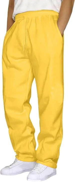 Mens Sweatpants with Pockets Wide Leg Sweatpants Workout Track Pants Big and Tall Joggers Pant Daily Casual Trouser