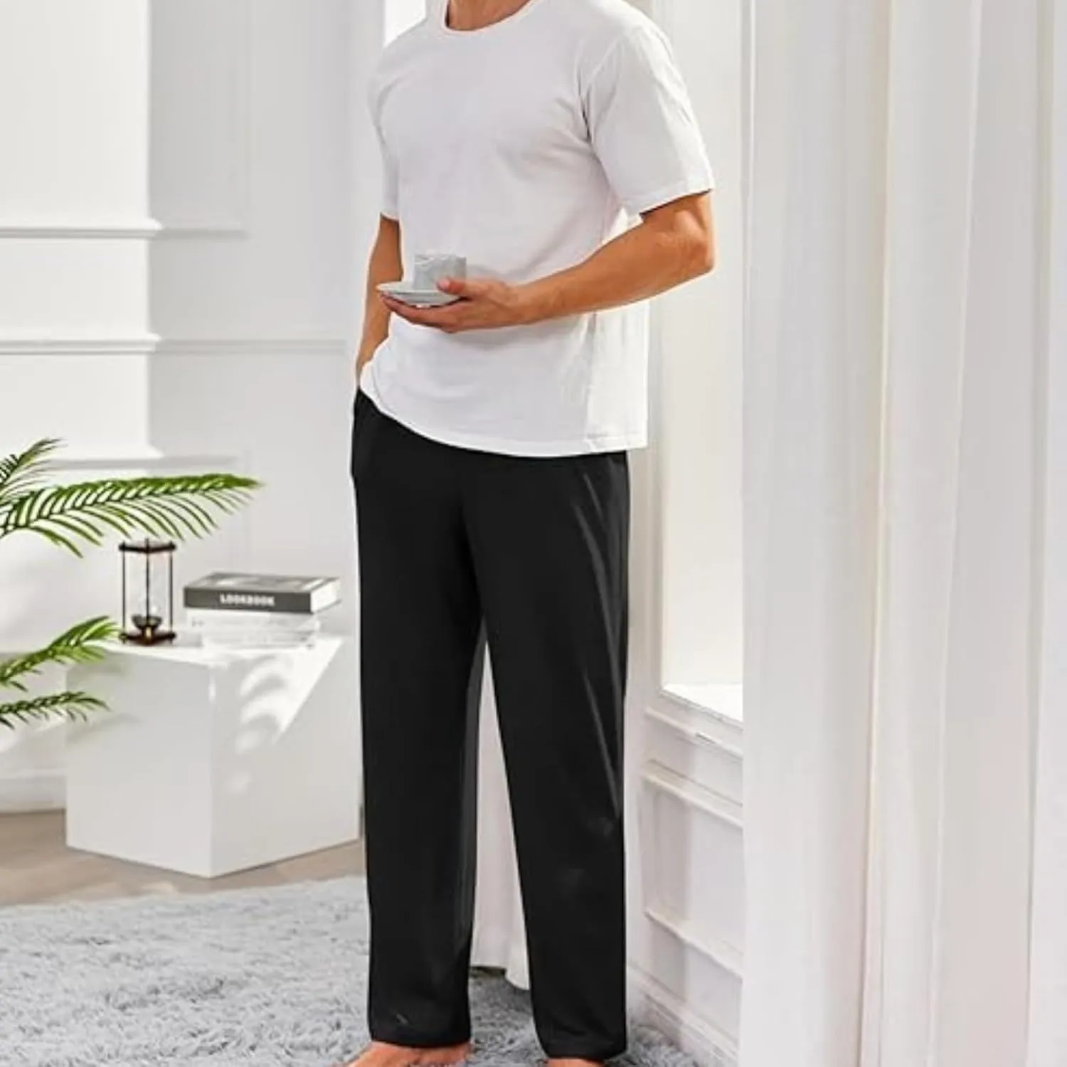 Mens Sweatpants with Pockets Wide Leg Sweatpants Workout Track Pants Big and Tall Joggers Pant Daily Casual Trouser