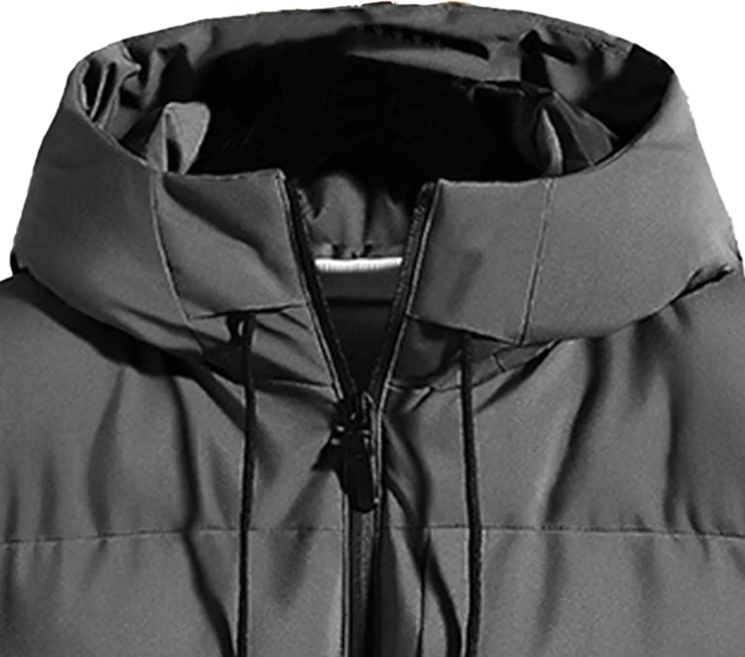 Mens Thicken Cotton Hooded Coat Big and Tall Winter Waterprpoof Puffer Windproof Hood Down Quilted Parka Jacket
