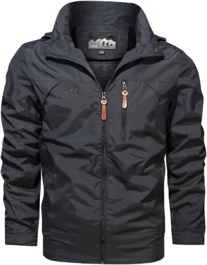 Men’s Waterproof Hoodie Jackets Lightweight Windproof Jacket Hooded Zipper Windbreaker Hiking Running Jackets for Men