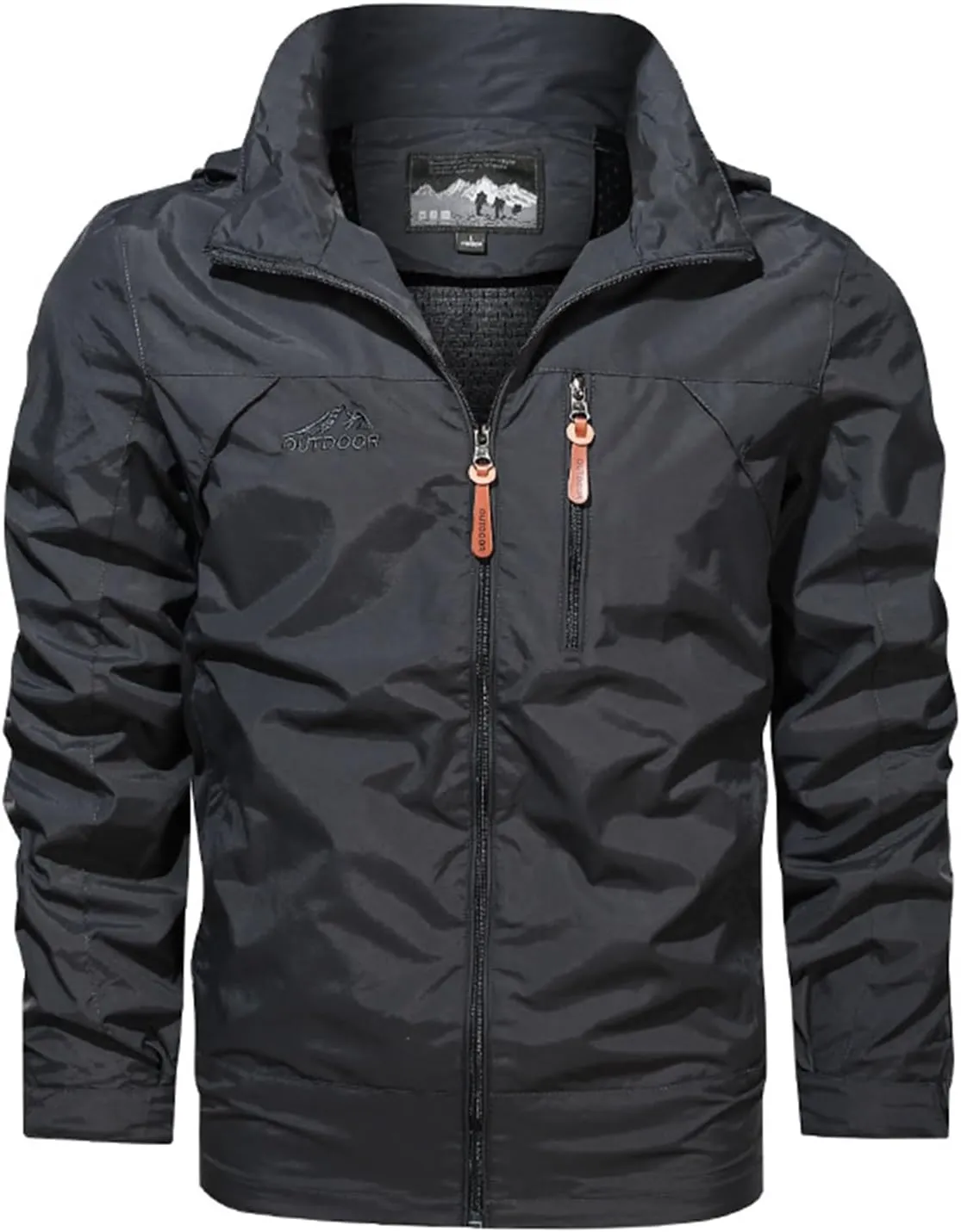 Men’s Waterproof Hoodie Jackets Lightweight Windproof Jacket Hooded Zipper Windbreaker Hiking Running Jackets for Men