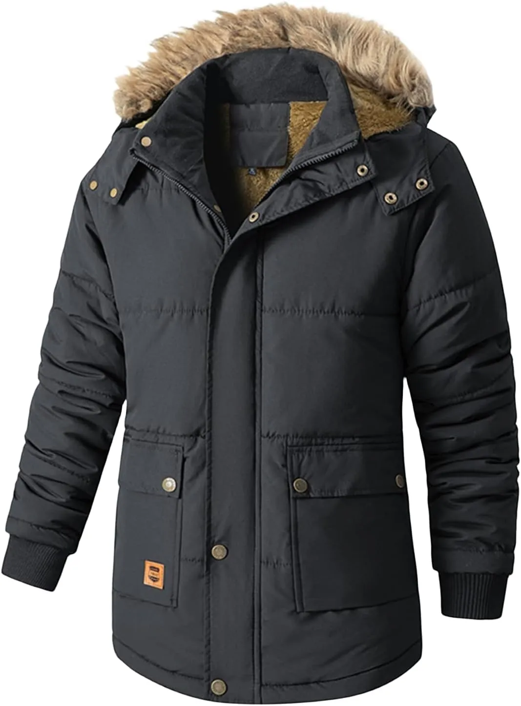 Men's Winter Coat Fleece Sherpa Lined Parka Jacket with Hood Warm Heavy Coats Military Jackets for Big and Tall Men