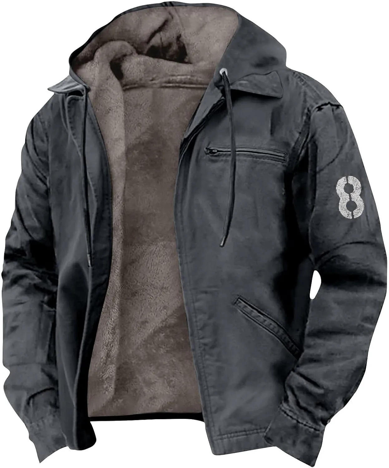 Men'S Winter Jacket Fleece Lined Sherpa Warm Jackets Casual Stylish Cargo Coats Jacket, S-8Xl
