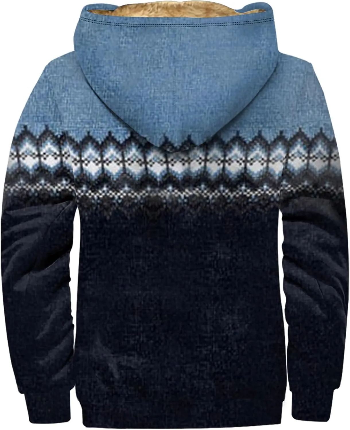 Mens Winter Jacket For Hoodies Vintage Casual Long Sleeve Graphic Thickened Fashion Padded Coats