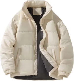 Men's Winter Puffer Jacket Thicken Cotton Down Coat Essentials Lightweight Jacket Travel Padded Jacket