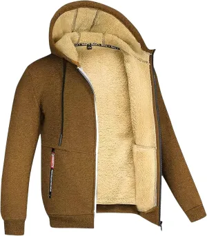 Men's Winter Warm Fleece Jackets Thick Sherpa Lined Zip up Hoodies Heavyweight Sweatshirt Coat with Pockets