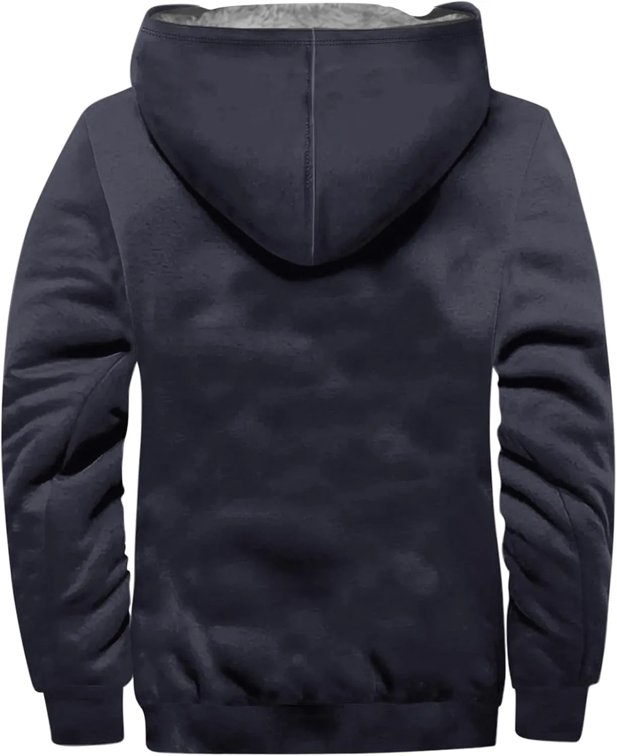 Men's Winter Warm Plush Hooded Jacket Long Sleeve Solid Color Fuzzy Outerwear Fashion Padded Insulated Jackets