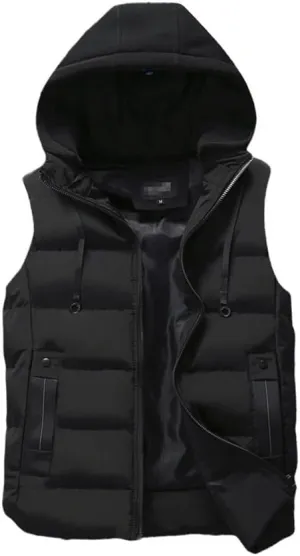 Men's Winter Waterproof Vest Jacket Warm Sleeveless Jacket Hooded Casual Vest Autumn Thicken Waistcoat