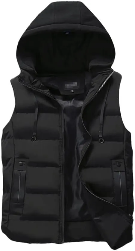 Men's Winter Waterproof Vest Jacket Warm Sleeveless Jacket Hooded Casual Vest Autumn Thicken Waistcoat