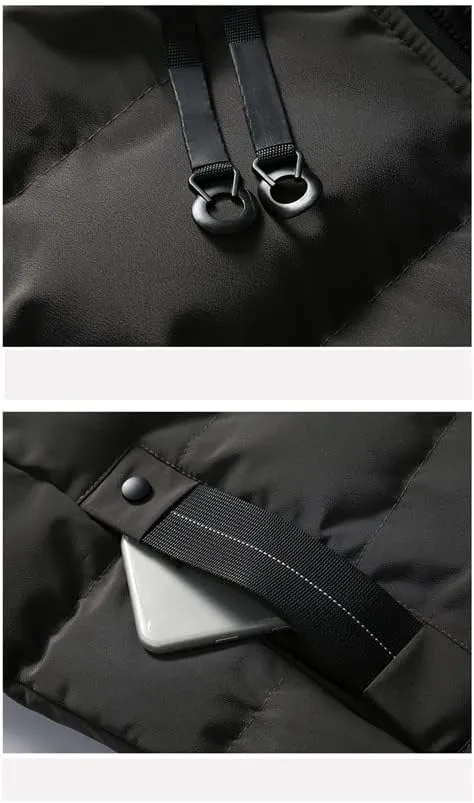 Men's Winter Waterproof Vest Jacket Warm Sleeveless Jacket Hooded Casual Vest Autumn Thicken Waistcoat