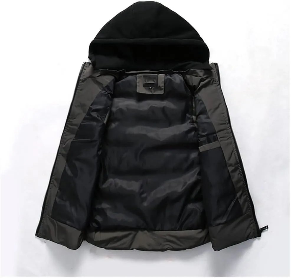 Men's Winter Waterproof Vest Jacket Warm Sleeveless Jacket Hooded Casual Vest Autumn Thicken Waistcoat