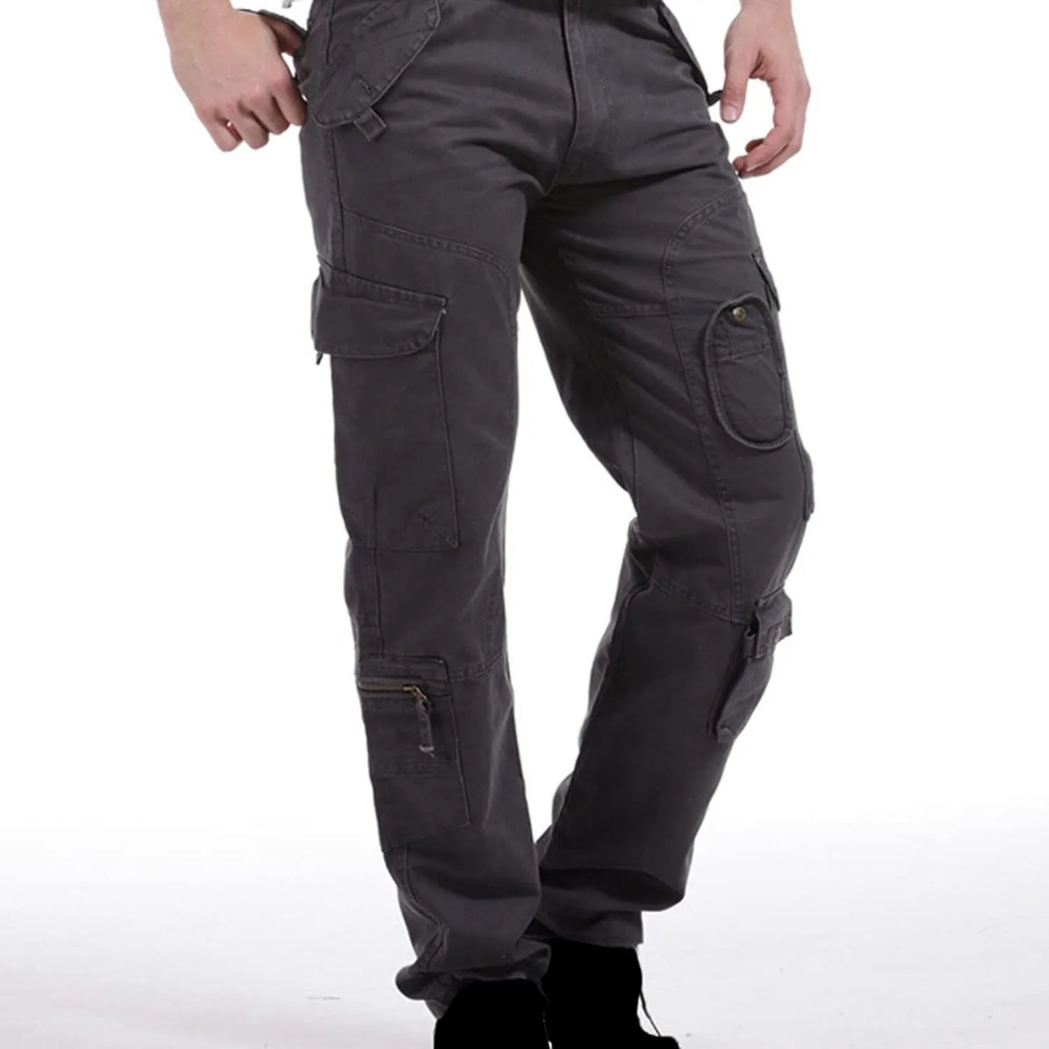 Muscularfit Baggy Sweatpants for Men 2023 Multi Pockets Buckle Zipper Cotton Cargo Pants Causal Loose Joggers Athletic Pants