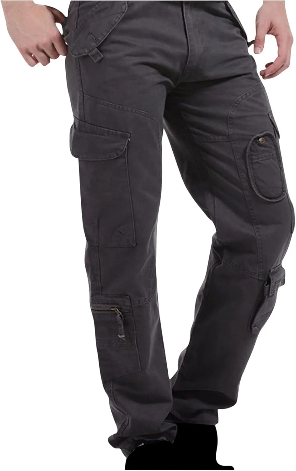 Muscularfit Baggy Sweatpants for Men 2023 Multi Pockets Buckle Zipper Cotton Cargo Pants Causal Loose Joggers Athletic Pants