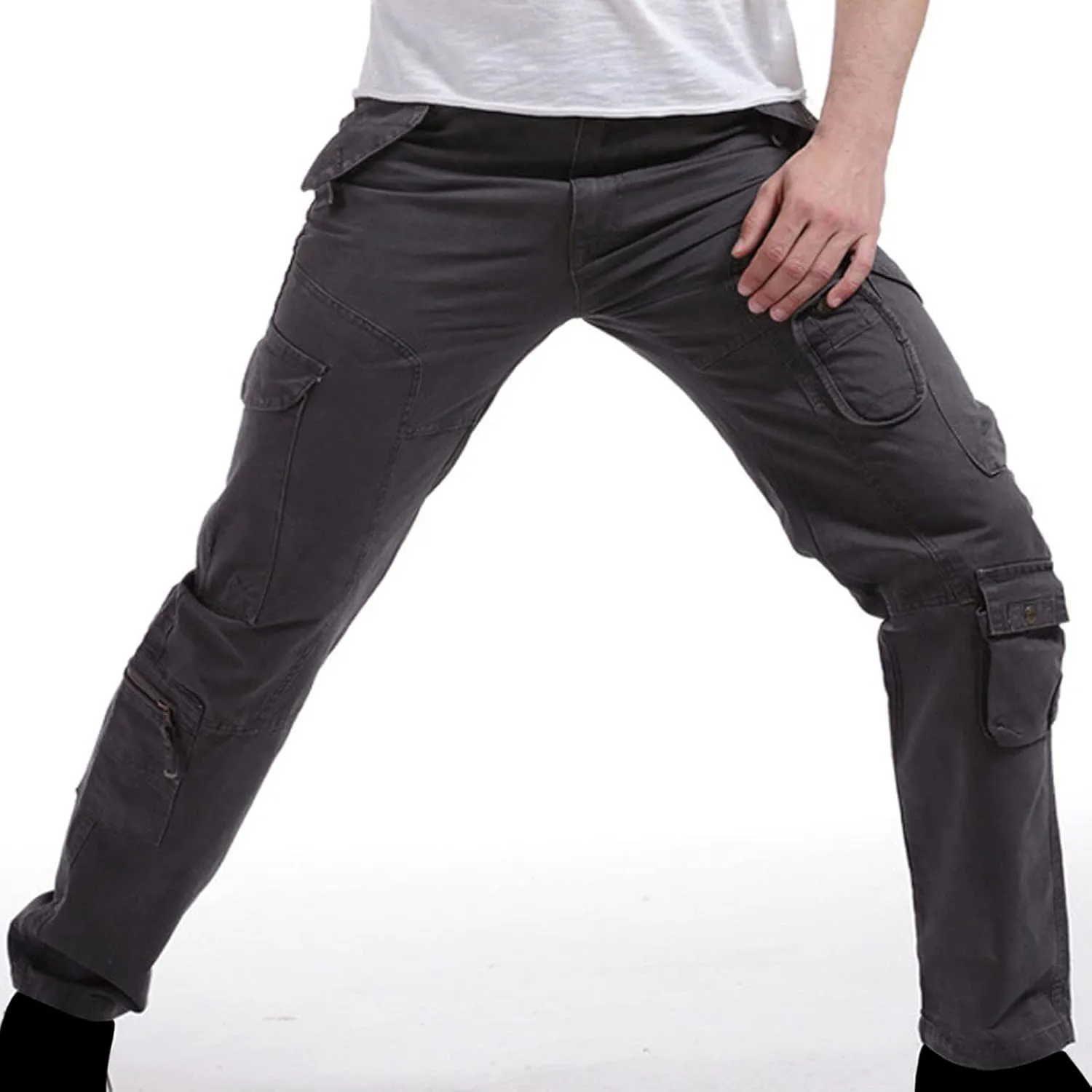 Muscularfit Baggy Sweatpants for Men 2023 Multi Pockets Buckle Zipper Cotton Cargo Pants Causal Loose Joggers Athletic Pants