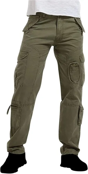 Muscularfit Baggy Sweatpants for Men 2023 Multi Pockets Buckle Zipper Cotton Cargo Pants Causal Loose Joggers Athletic Pants