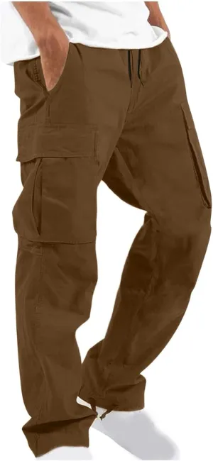 Muscularfit Men Cargo Pants with Pockets Joggers Casual Drawstring Straight Sweatpants Running Loose Joggers Athletic Trouser
