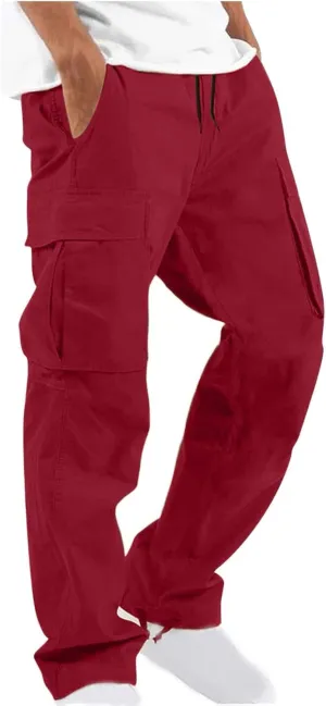 Muscularfit Men Cargo Pants with Pockets Joggers Casual Drawstring Straight Sweatpants Running Loose Joggers Athletic Trouser