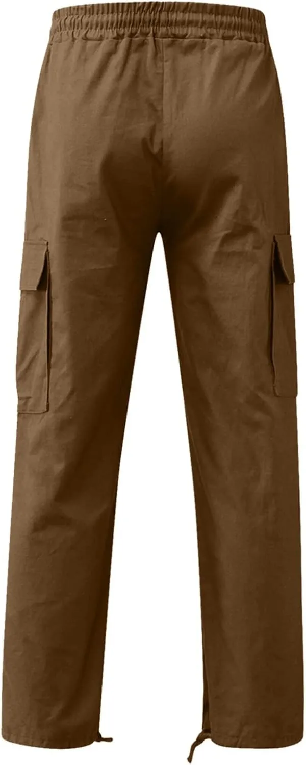 Muscularfit Men Cargo Pants with Pockets Joggers Casual Drawstring Straight Sweatpants Running Loose Joggers Athletic Trouser