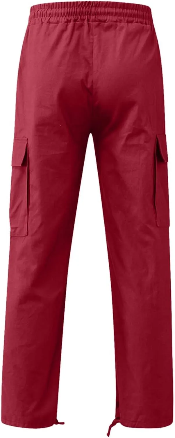 Muscularfit Men Cargo Pants with Pockets Joggers Casual Drawstring Straight Sweatpants Running Loose Joggers Athletic Trouser