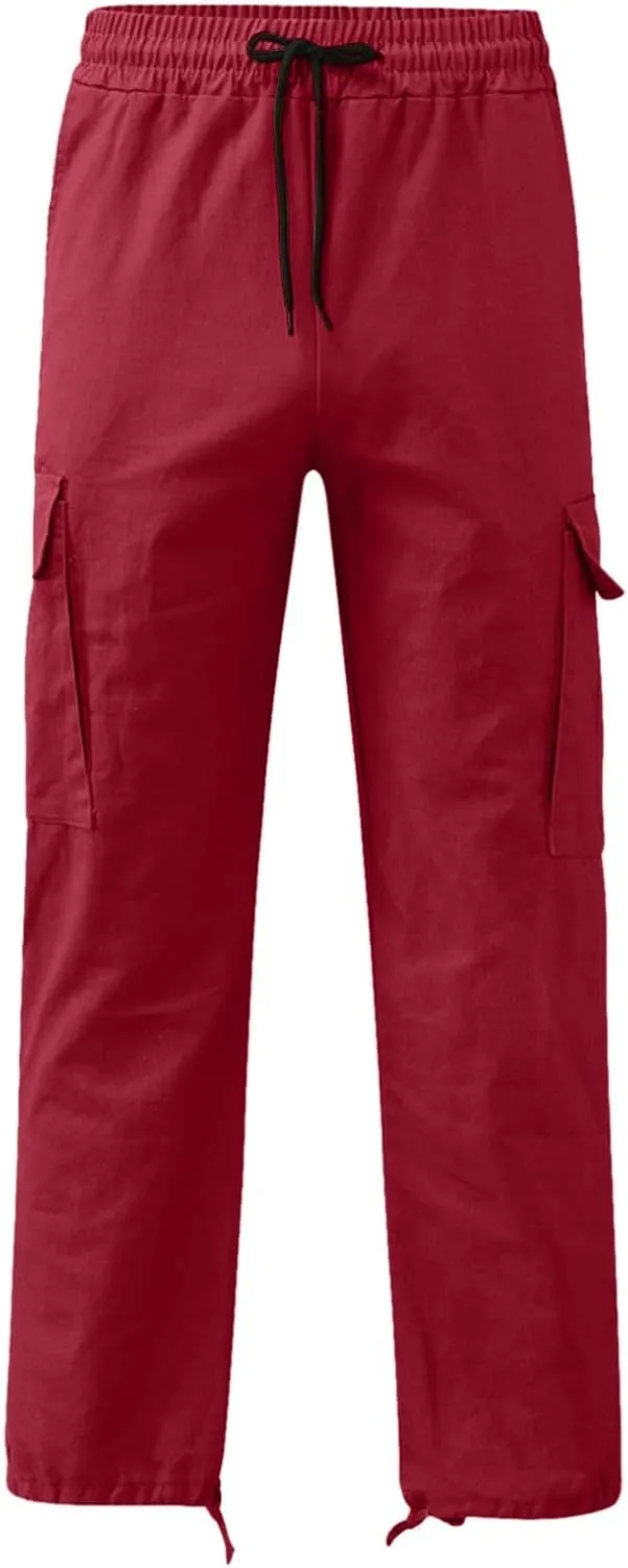 Muscularfit Men Cargo Pants with Pockets Joggers Casual Drawstring Straight Sweatpants Running Loose Joggers Athletic Trouser