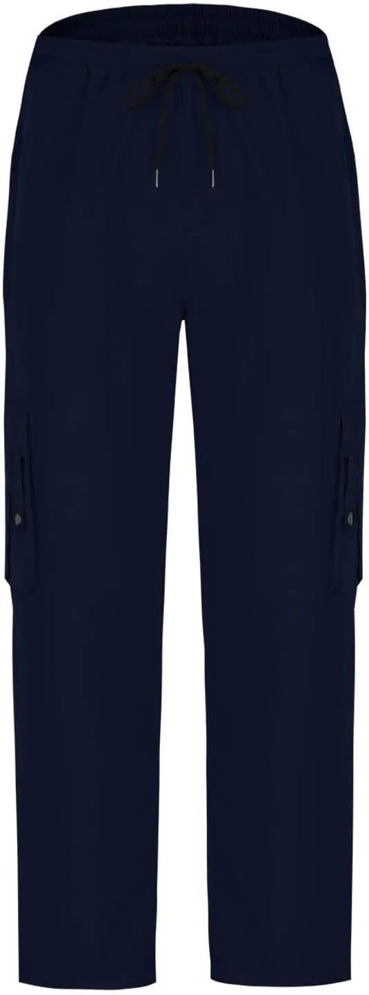 Muscularfit Men's Cargo Pants Lightweight Multi Pockets Causal Elastic Waist Loose Cotton Straight Sweatpant Outdoor Fashion