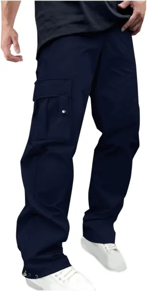 Muscularfit Men's Cargo Pants Lightweight Multi Pockets Causal Elastic Waist Loose Cotton Straight Sweatpant Outdoor Fashion