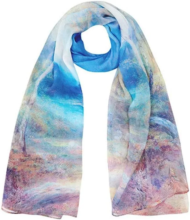 MUSUMI Square Large Neck Scarf Women Long Lightweight Silk Scarf Sunscreen Shawls Digital Printed Soft Lightweight