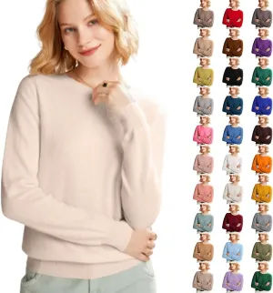 NBXNZWF Womens Pullover Sweaters Long Sleeve Crewneck Lightweight Tunic Tops Cashmere Soft Cozy Woolen Knitted Sweaters