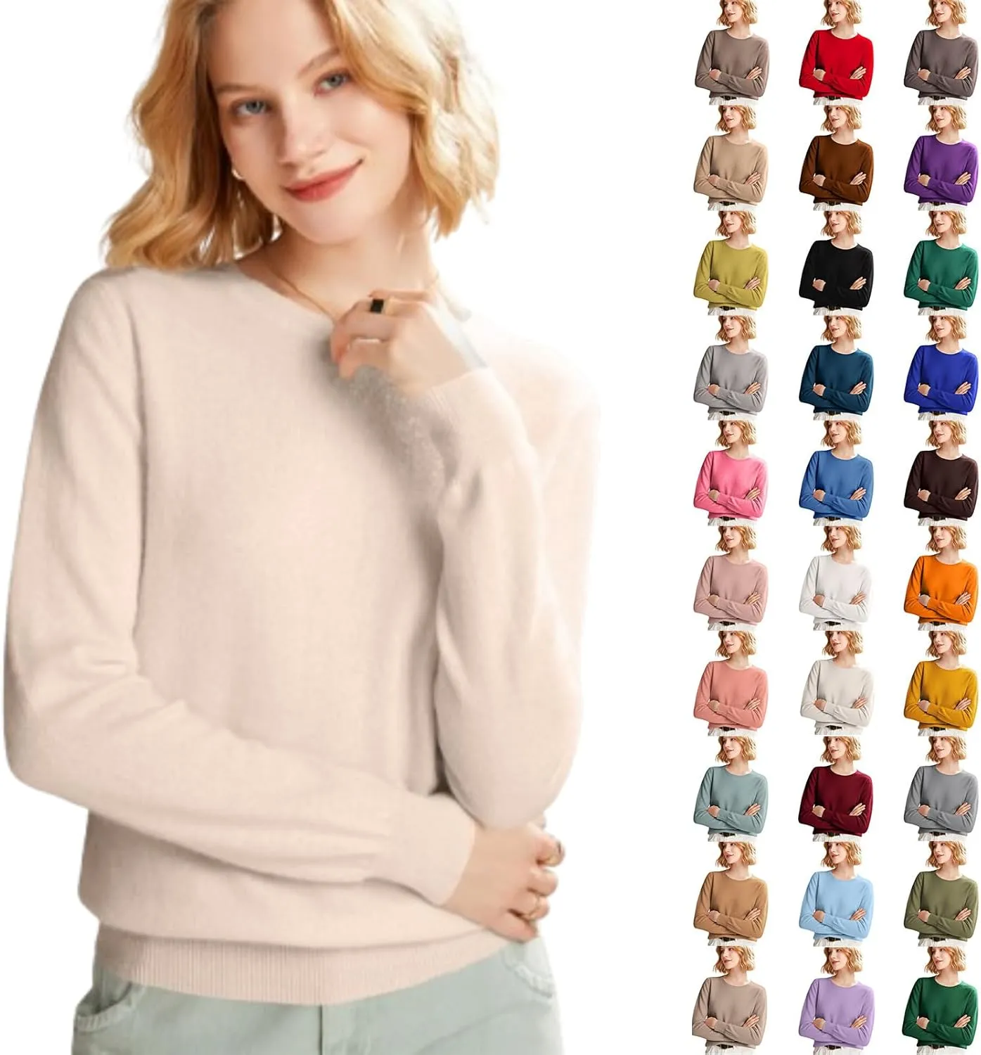 NBXNZWF Womens Pullover Sweaters Long Sleeve Crewneck Lightweight Tunic Tops Cashmere Soft Cozy Woolen Knitted Sweaters