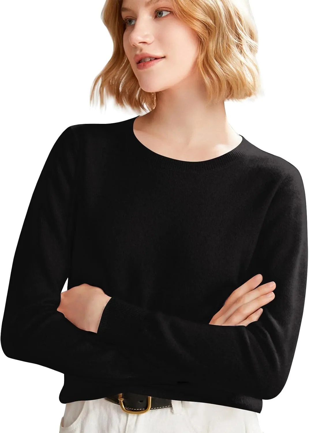 NBXNZWF Womens Pullover Sweaters Long Sleeve Crewneck Lightweight Tunic Tops Cashmere Soft Cozy Woolen Knitted Sweaters
