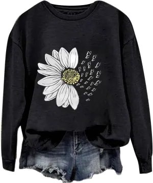 Oversized Sweatshirts for Women Casual Floral Print Sweaters Crewneck Graphic Loose Long Sleeve Fashion Pullover Tops