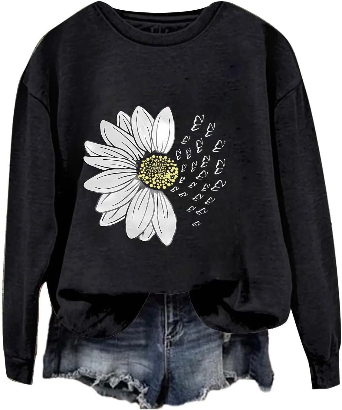 Oversized Sweatshirts for Women Casual Floral Print Sweaters Crewneck Graphic Loose Long Sleeve Fashion Pullover Tops