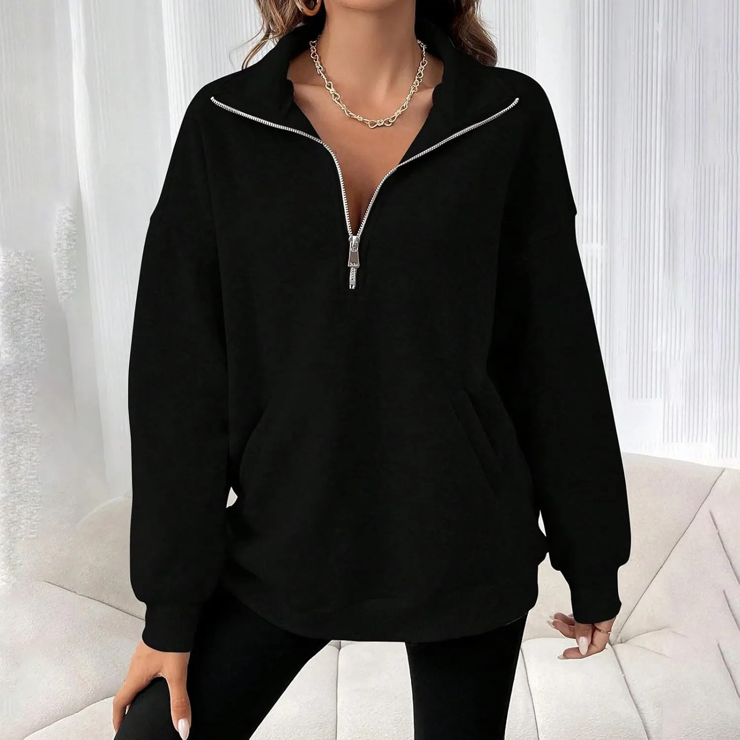 Oversized Sweatshirts for Women Half Zip Casual Loose Long Sleeve Pullover Fleece Fashion 2024 Fall outfits Clothes