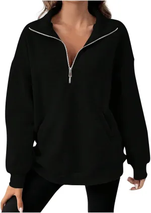 Oversized Sweatshirts for Women Half Zip Casual Loose Long Sleeve Pullover Fleece Fashion 2024 Fall outfits Clothes