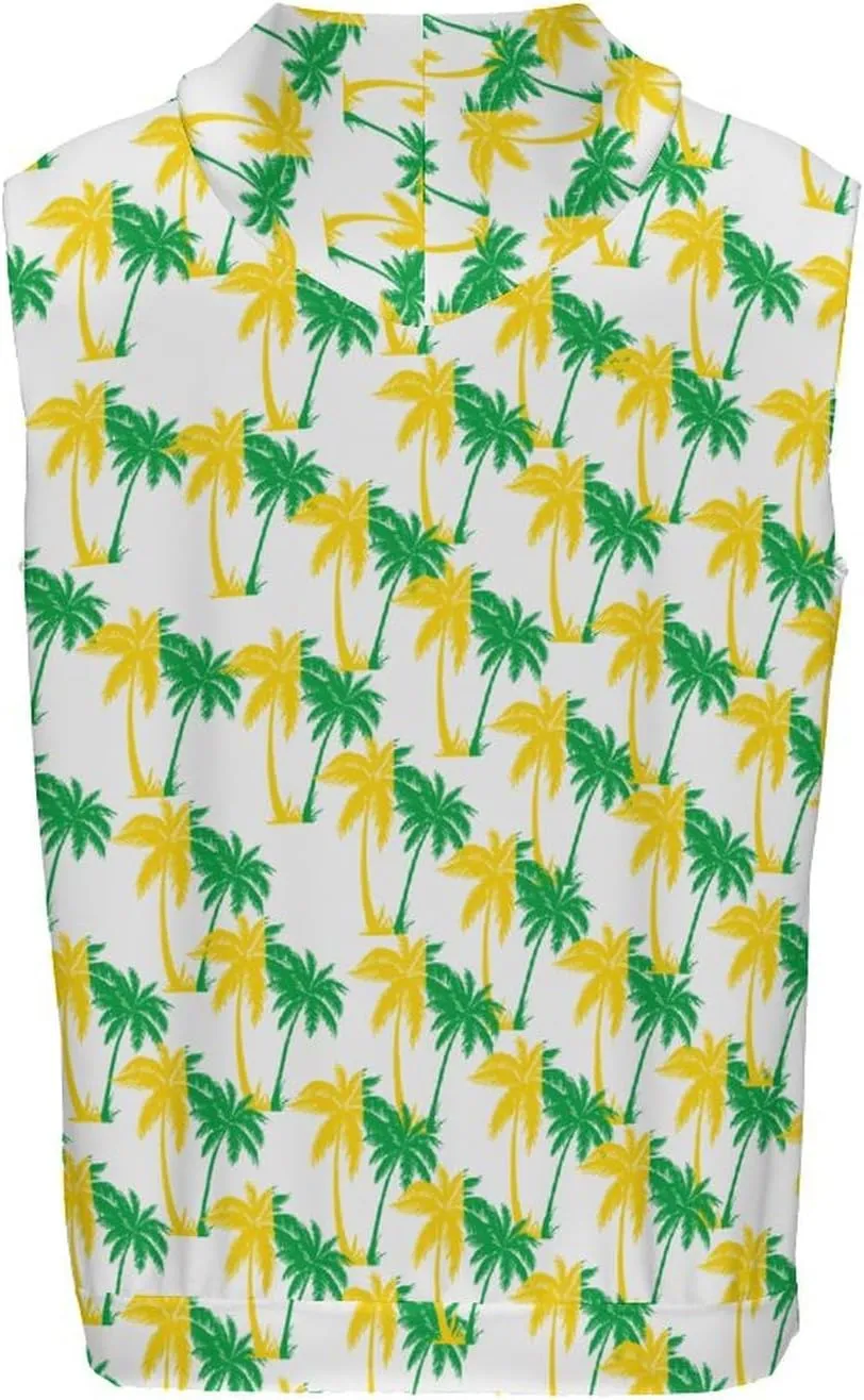 Palm Trees in Jamaica Colors Men's Workout Tank Tops Sleeveless Running Shirts With Hoodie Workout Hooded